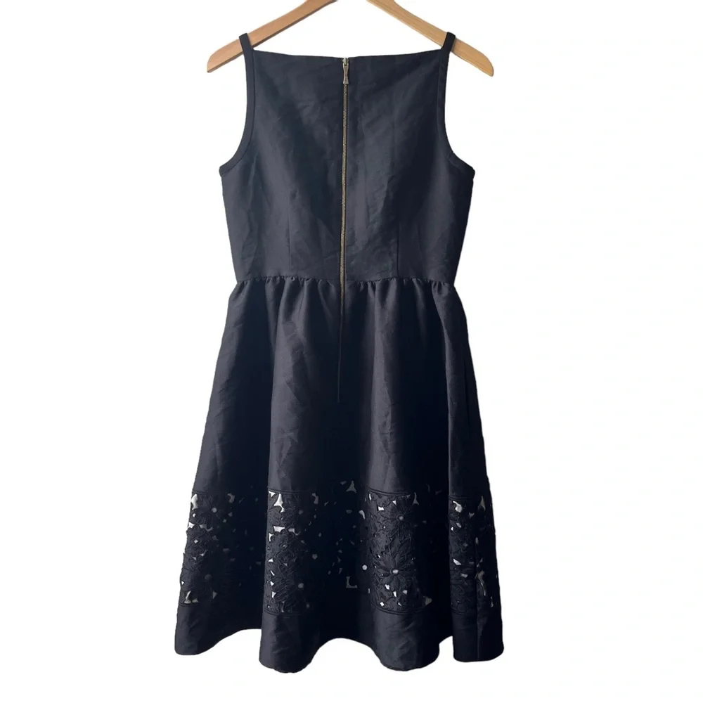 Kate Spade Black Sleeveless Lace Panel Fit and Flare Dress, Size: 6 - Picture 8 of 10
